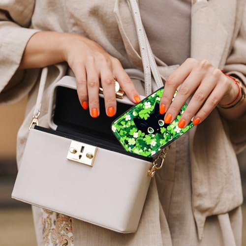 Card Holder Credit Cards Holder for Women RFID wallet women Business Card Holder Wallet Mini Aluminum Card Wallet RFID Blocking Slim Metal Hard Card for Women, Flower Cat - color: Flower Cat