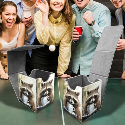 Raccoon Card Deck Box, MTG Commander Deck Box Card Deck Case for Trading Cards, 100+ Sleeved Cards with PU Leather Magnetic Card Storage Box for TCG CCG Magic Cards - color: 416
