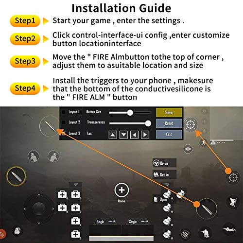 Newseego for PUBG Mobile Game Controller Trigger, Upgrade Version PUBG Mobile Game Trigger Double Sensitive Aim Shoot Keys Buttons for Rules of Survival/PUBG Triggers for All Smartphone-Transparent - color: Transparent