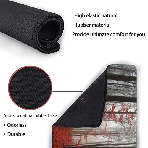 Desk Mat,Beautiful Autumn Foggy Forest Gaming Mouse Pad,XXL Extended Mouse Pad Mat for Office,Computer,Keyboard with Non-Slip Base Stitched Eges Mousepad 35''×15.7''×0.12'' - color: Beautiful Autumn Foggy Forest
