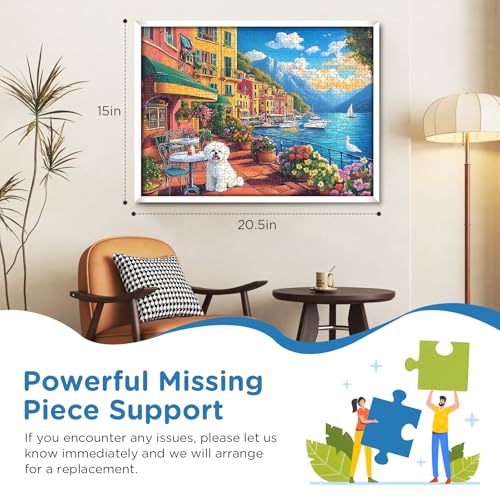 Jigsaw Puzzles 500 Pieces for Adults, Bichon Frise Flower Seagull Puzzles 500 Pieces for Adults Seniors, Dust-Free Landscape Adult Jigsaw Puzzle, Challenging Puzzle Great Gift for Friends - style: Landscape