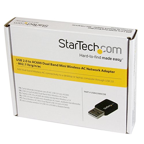 StarTech USB 2.0 AC600 Mini Dual Wireless-AC Network Adapter (USB433WACDB) | 1T1R 802.11ac WiFi Adapter, 2.4GHz / 5GHz USB Wireless, Band - size: 433 Mbps AC, style: USB 2.0