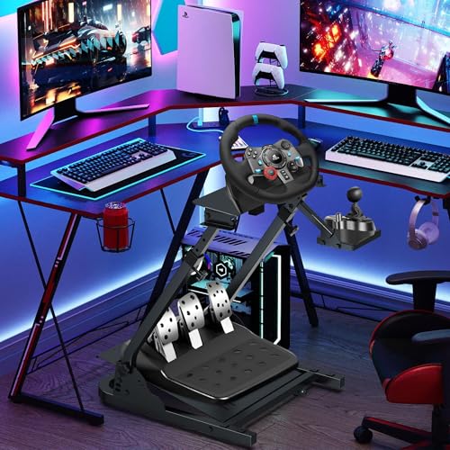 Slendor Racing Wheel Stand for Logitech G29/G920/G25/G27 | Adjustable Height (22-26") & Angle Wheel Stand. Foldable for Space-saving. Steel frame, Anti-slip Rubber Feet