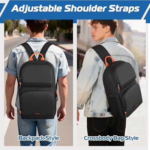 Rexmica Playmat Tube Case Bag Backpack for 6pcs Playmats(W14 x L24) | Shoulder Strap, Dice&Card Pockets, 3 Carrying Ways, Game Play Mat Tube Organizer Container Bag Fits for MTG/TCG Mat