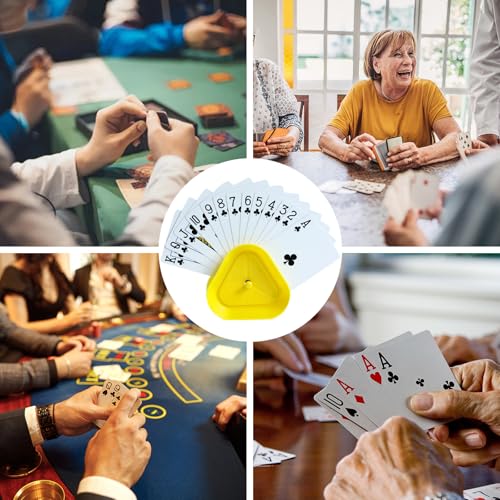 4 Pcs Triangle Shaped Hands Playing Card Game Holder, 4 Colors Hands Free Triangle Shaped Poker Tray for Groups Who Like to Play Cards Hands Card Stand Holder