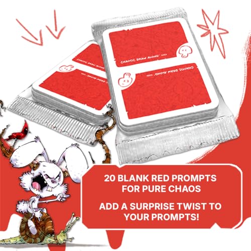 Chaotic Draw Along - Booster Pack Bundle (20 of each Chaotic Blank Color: Red, Orange, Green Cards) - Prompt Deck Expansion - Creative Art Blanks, Drawing Inspiration, Blank Cards for Your Own Prompts