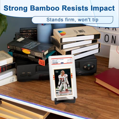 3 Pack Card Stands for Display 3 Inch - Black Natural Bamboo Assemblable | Trading Card Display Stand Sport Card Holder Small Easel Stand Easel Holder for BGS PSA SGC Tarot Card Table Use - color: Black