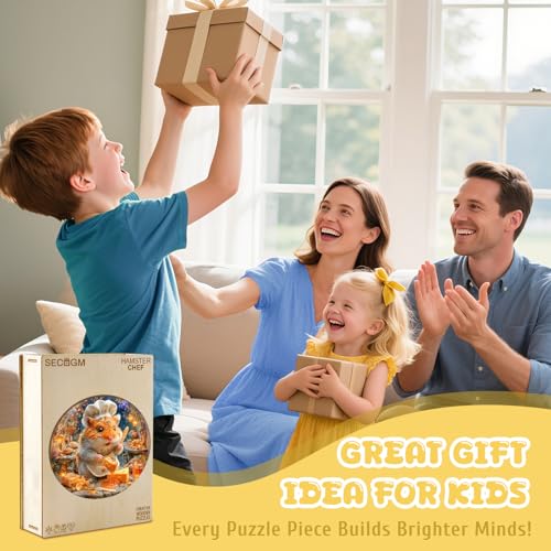 50 Piece Puzzles for Kids - Chef Hamster Wooden Puzzles for Kids Ages 4-6 - Kids Puzzles with Unique Animals Shapes - Spring Gifts for Girls and Boys (11.4 * 11.4 in) - color: Chef Hamster