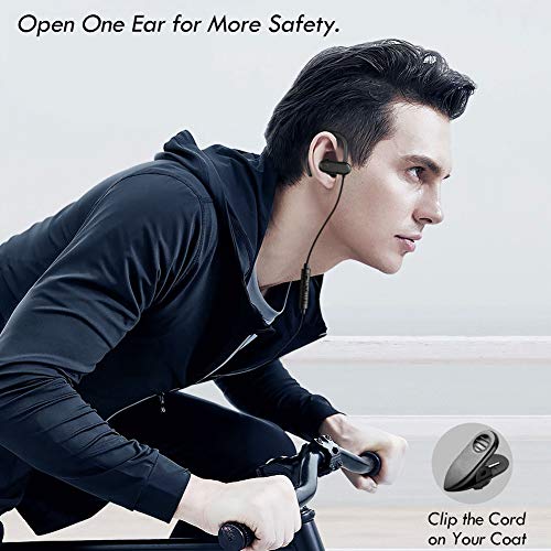 Single Earbud, One Ear Sport Earphone with Hook, Mono Headphone with Mic and in-line Control for Safe Driving, Biking, Running, Gaming and Working, for Right Ear Wearing Only, CGS09 | One Ear Mono Headphone with Mic & Ear Hook, for 3.5mm Audio Devices Use