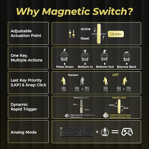 Keychron J5 HE Wireless Hall Effect Gaming Keyboard, 107-Key Full Siz | Magnetic Switch, Rapid Trigger, RGB Backlight, Knob, QMK Launcher, 2.4GHz/Bluetooth 5.2/USB-C, for Mac Windows Linux