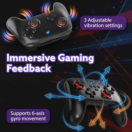 Fosmon Wireless Gaming Pro Controller For Nintendo Switch 2/1/Lite/OLED | Compatible with Switch 2 1 Lite OLED Steam Deck Android iOS Devices with Turbo, Motion Control, Vibration, Digital Triggers - color: Black