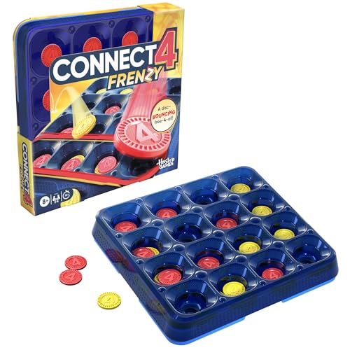 Connect 4 Frenzy Game | Bounce Discs 4 The Win | Family Party Games for Kids, Teens, and Adults | Ages 8+ | 2 to 6 Players | 10 Mins. | Portable Games