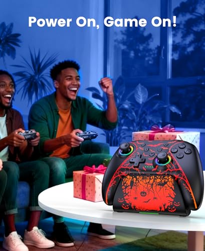 Switch 2 Controller for Nintendo Switch 2/Switch/OLED/Lite, Wireless Switch Controller with Charging Dock, RGB Switch Pro Controller with Hall Effect, Macro, Turbo and Vibration, Pumpkin Glow - color: Pumpkin Glow