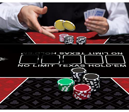 nuveti Poker Mat - 55 x 28inch Non-Slip Poker Table Game Mat - Portable Rubber Waterproof Poker mat for Table 6-8 Player Card Game Anti-Slip Rubber Poker Table Top Layout - color: 55 X 28 Inch Rectangular-red