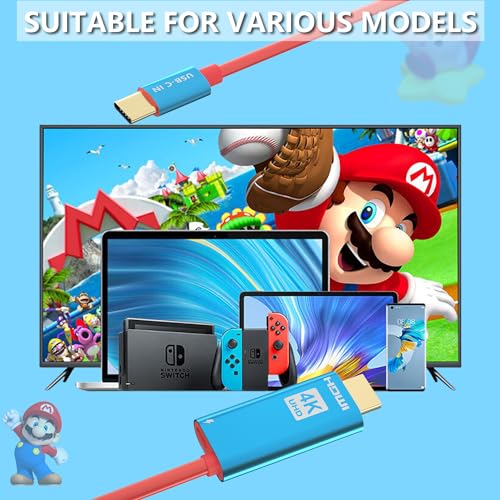 Switch Dock for Nintendo Switch & OLED, USB C to HDMI Adapter Charger Cable, 2M/6.6FT Portable Projector Screen 4K Docking Station Laptop/iPhone 15/Samsung/Steam Deck Console TV Dock Accessories Gift - size: 1 Pack