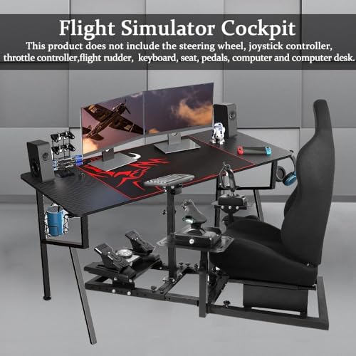 Supllueer Racing Flight Simulator Cockpit with Black Seat Fit for Thrustmaster Hotas Warthog,for Logitech G29 G920 X52 X56, Sim Racing Cockpit, Wheel Pedal Throttle Joystick Keyboard Not Included