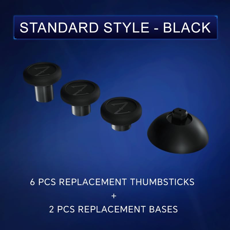 ZD Gaming C-Type Thumb Grip Replacement Kit, Standard/FPS/Arcade Joystick Caps with Replacement Bases, Non-Slip, Compatible with Xbox Series/Astro C40/8BitDo Controllers, Enhanced Precision for E-Sports Gaming & All Game Modes (Standard Style)-Black - col