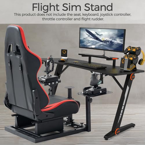 Marada Flight Racing Simulator Cockpit with Black Seat Fit for Thrustmaster A10C Hotas Warthog Adjustable Throttle,Joystick,Keyboard Not Included