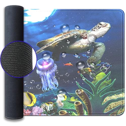 Turtle Large Gaming Mouse Pad Desk Pad, 27.5x11.8in Extended Keyboard Mouse Mat with Stitched Edges, Waterproof Non-Slip Rubber Base for Office Laptop Computer Home - color: Turtle
