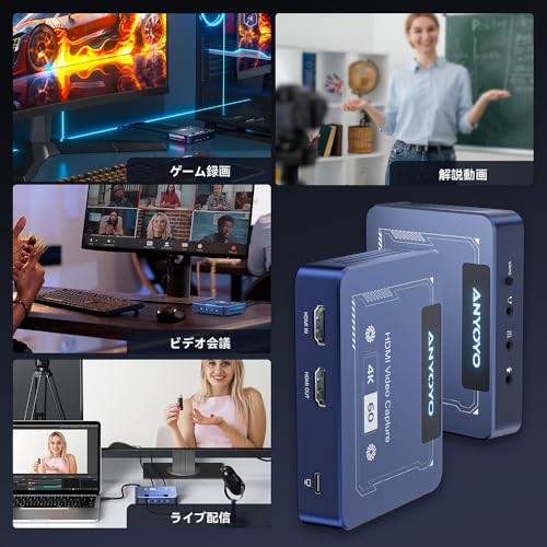 4K@60Hz HDMI Capture Card, USB3.0 Game Capture Video, 4K@60FPS HD Recording, High-Speed Data Transfer, Game Capture,Video Capture Applicable for Live Streaming, Screen Sharing