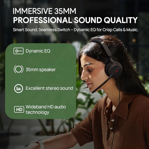 Yealink UH44 Wired USB Headset for Work, USB-C/A, 2 Noise-Canceling Mics | wired headphones with microphone for work,usb headset for pc laptop,office headset,work from home,busy light,inline controls