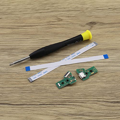 ECSiNG 2PCS Interface Board JDS-040 and 12 Pin Ribbon Cable Compatible with PS4 Pro/Slim Wireless Controller Replacement Charging Port Assembly