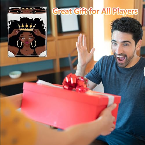 Card Deck Box, Card Storage Box Fits 100+ Single Sleeved Cards, Large Capacity PU Leather Card Storage Box with Strong Magnet for Magic Commander TCG CCG, African Black Girl - color: African Black Girl