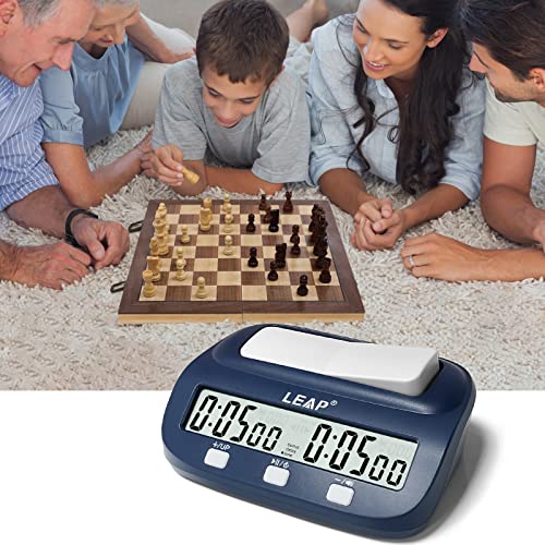 LEAP Digital Chess Timer - Professional with Time Bonus and Delay Features, Great for Chess I-Go, Navy - color: Navy