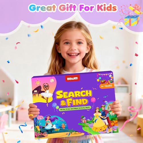 Search and Find Activity Books, 2 In 1 Princess Seek Game Coloring Books | Preschool Educational, Travel Games Toys for Car Airplane, Road Trip Activities for Kids, Birthday Gifts Kids Ages 3-8 - color: Purple
