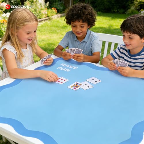 excovip Blue Mahjong Mat for Table, 32.5" x 32.5" Non-Slip Noise Reduction Mahjong Mat for Gifts, Mahjong, Poker, Board Games, Dominoe 1074 - color: 32.5x32.5inch-blue