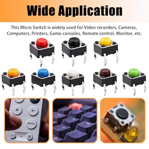 TWTADE 160PCS Momentary Tactile Touch Micro Push Button Switch tact 6x6x5mm Tactile Switch kit,Each Color 20PCS Red Blue Black Green White Yellow Brown - color: 8 Colors-4 Pin 6x6x5mm