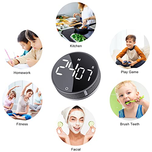 AVINIA Digital Kitchen Timers, Visual timers Large LED Display Magnetic Countdown Countup Timer for Classroom Cooking Fitness Baking Studying Teaching, Easy for Kids and Seniors Silver - color: Silver