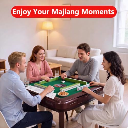 Majiang Cards 2026 Official 4 PCS with Sleeve, Ma Jiang Rules Card Large Print Easy to Read for Beginners (Blue)