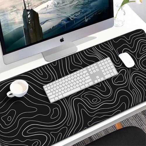 Large Extended Gaming Mouse Pad, 31.5x15.7 inch Computer Keyboard Mouse Mat, Water Resist Non-Slip Mousepad Rubber Base Long XXL Desk Mouse Pad for Gaming, Office & Home, Black White Lines - color: Black White Lines, size: 31.5L x 15.7W inches