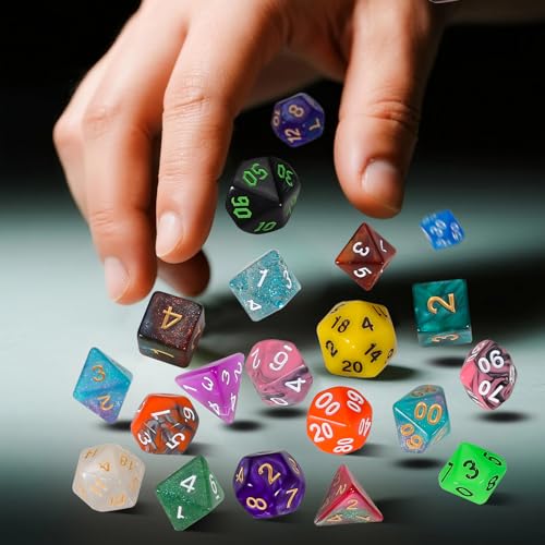 QMay 30 Sets Polyhedral Dice - 30 X 7 (210 Pieces) DND Dice with a D&D Dice Large Drawstring Bag, 30 Colors D4 D6 D8 D10 D% D12 D20, Great for Dungeons and Dragons, RPG, MTG,Role Playing Table Games - color: 30 Sets-210pcs