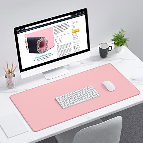 Dapesuom Large Gaming Mouse Pad, Extended Mouse Mat with Stitched Edges, Full Size Keyboard Pad with Non-Slip Base, Big XXL Computer Desk Mats for Gamer, Laptop, Office, 31.5 x 15.7in, Pink - color: Pink, size: 31.5L x 15.7W inches
