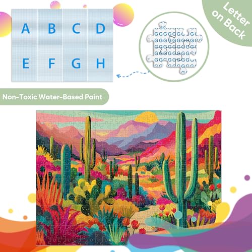 500 Piece Puzzle for Adults, Desert Landscape Cacti Mountain Jigsaw Puzzle 500 Piece for Seniors Teens, Family Puzzles Game Interlock Perfectly No Dust, Home Decoration Puzzles Birthday Party Gift - style: Desert Cacti Puzzle