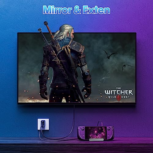 Docking Station for Steam Deck ROG Ally, 6 in 1 Stream Deck Dock with HDMI 2.0 4K@60Hz, 1000Mbps Gigabit Ethernet, 3 USB-A 3.0 and 100W Full Speed Charging USB-C Port Compatible with Valve Steam Deck