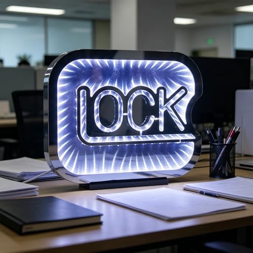 Lock Infinity Mirror Tunnel Light Neon Signs for Wall Decor,Dimmable Game Neon Light for Gamer,Usb Powered Gaming Lights for Man Cave Bedroom Game Room Bar Birthday Gifts(9.8 * 11.8 In)