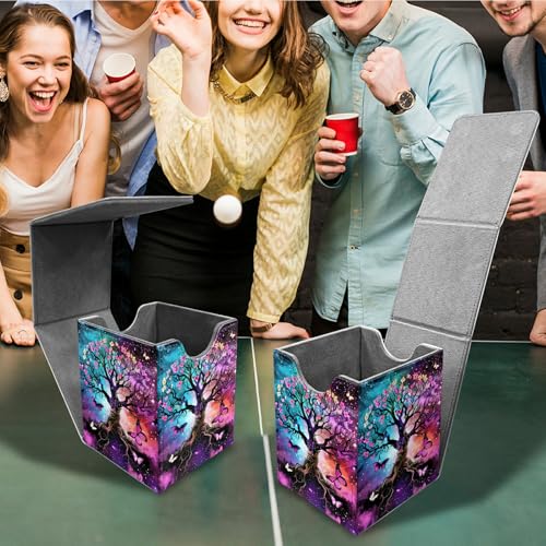 Butterfly Tree Sub Card Deck Box, MTG Commander Deck Box Card Deck Case for Trading Cards, 100+ Sleeved Cards with PU Leather Magnetic Card Storage Box for TCG CCG Magic Cards - color: Card Deck Box-586