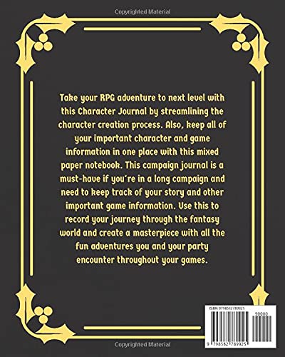 RPG Character Journal: DnD DM Notebook With 50 Character Sheets and 100 Mixed Pages (Lined, Graph, Hex & Blank)For Role Playing Fantasy Games Campaign ... Track 5e Gameplay, Plans, Spells & More