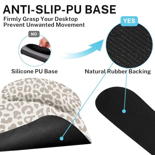 Ergonomic Mouse Pad Set with Wrist Rest, Leopard Animal | Skin Light Khaki Non-Slip Rubber Base Wrist Cushion Support and Coasters Mousepad with Wrist Support for Computer Keyboard - color: Light Khaki