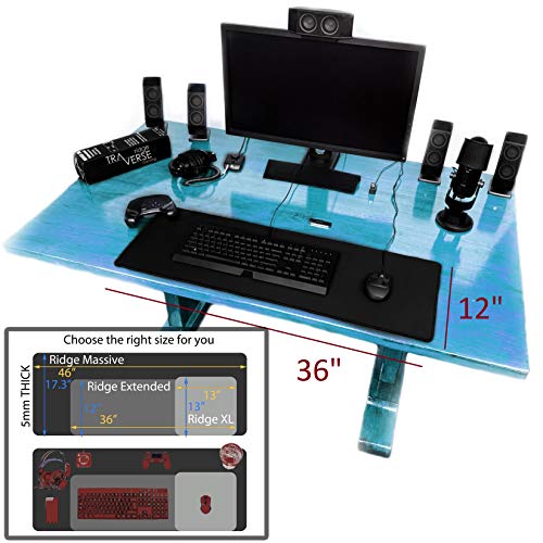 Gaming Mouse Pad (5mm) Extended 36 inch | 36x12x0.20 Extra Thick | Black | Stitched Edge, Large Washable Desk Mat - size: 36” Extended (5mm)