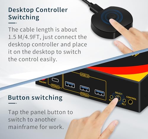 2*DP+1*HDMI KVM Switch 3 Monitors 2 Computers | 8K@60HZ, USB3.0, Display Port, Extended and Copy Mode, Share USB Devices - size: 2 PC 2 Monitor-8K Red+
