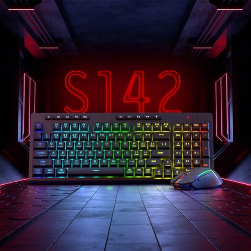 Redragon S142 Combo, K515 PRO Membrane Gaming Keyboard, M693 4800 DPI Mouse | 4 On-the-Fly Combos, No Software Needed, 0-Delay Cordless Both Devices, 7-Button Precision, Shared Dongle, On-Board CPI Mice - color: S142