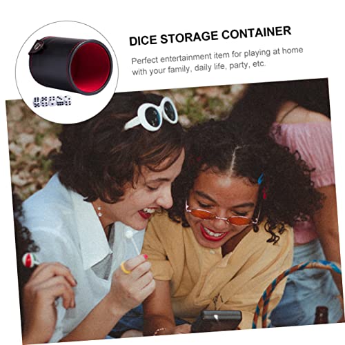 Vaguelly 1Set Leather Dice Storage Cup with Double Layer Lids Professional Dice Container for Games Includes Dice Cup and Balanced Dices Compact PU Leather Design for Easy Travel
