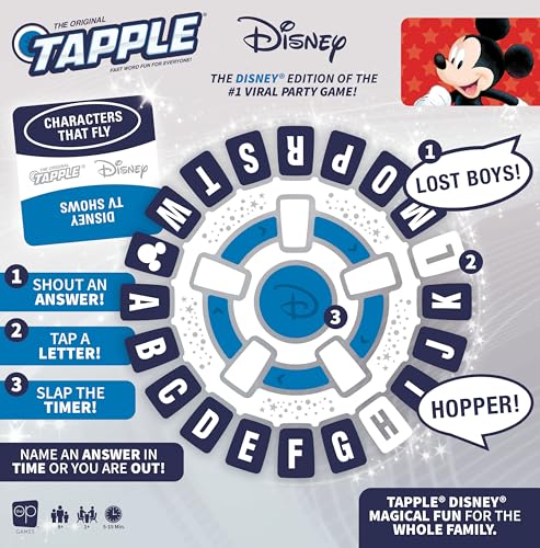 The Original TAPPLE Disney Edition, Fast-Paced Family Trivia Word Game, Choose a Disney-Themed Category & Race Against The Timer to be The Last Player, Travel-Friendly Party Game, Officially Licensed