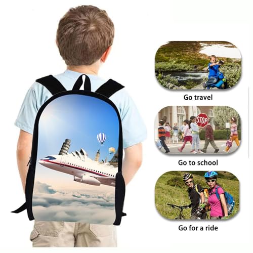 Plane Backpack 17 Inch Student Book Bag for Kids Boys Mens Aircraft Design - color: Plane Backpack 3