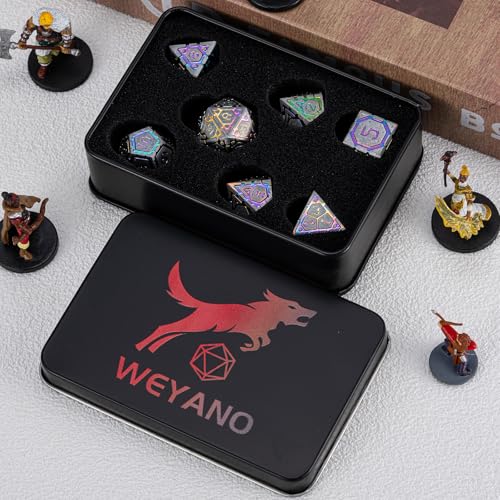 DND Metal Dice Set, Polyhedral Dice Set for RPG D&D Dice with Cracks Dungeons and Dragons Dice Set for RPG TTRPG D&D Die with Gift Case(Silver and Coloured Ink-1) for Ages 15 and Up - color: Silver and Coloured Ink-1