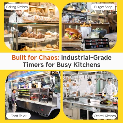 Commercial Kitchen Timer for Cooking, 8 Channel Timer Restaurant Kitchen Supplies, Heavy-Duty Timer - Stainless Steel | Digital LED Technology | Reminder Function | Loud Alarm - size: 8 channel
